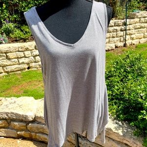 Sleeveless, Gray & white, striped, Top, size XL